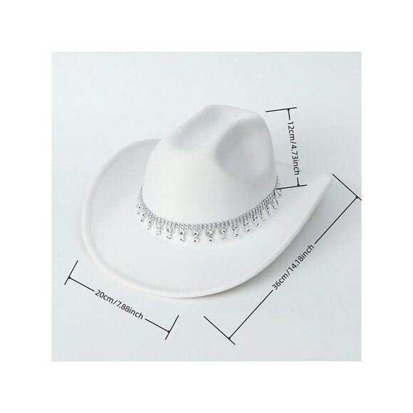 1538 Women\'s Western Boho Cowboy Hat Rhinestone Sequin Wide Brim Cowgirl